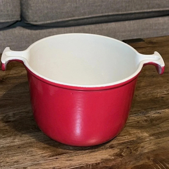 Vintage Red French Le Creuset Cast Iron Enamel Pot Kitchen Cookware L64 - Picture 6 of 10